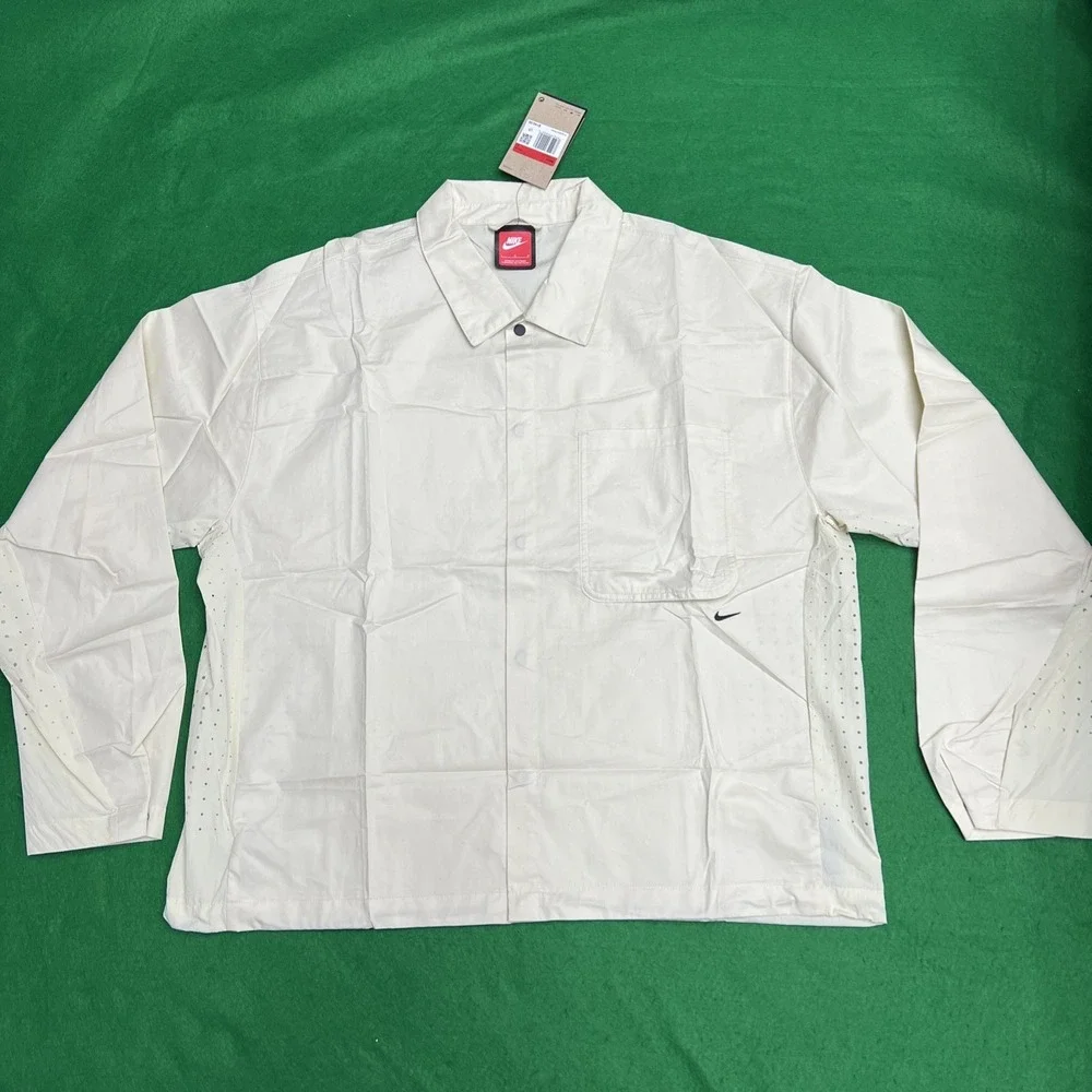 Nike Tech Button Down Shirt Jacket Beige Khaki Men's Size Large HJ2936-234